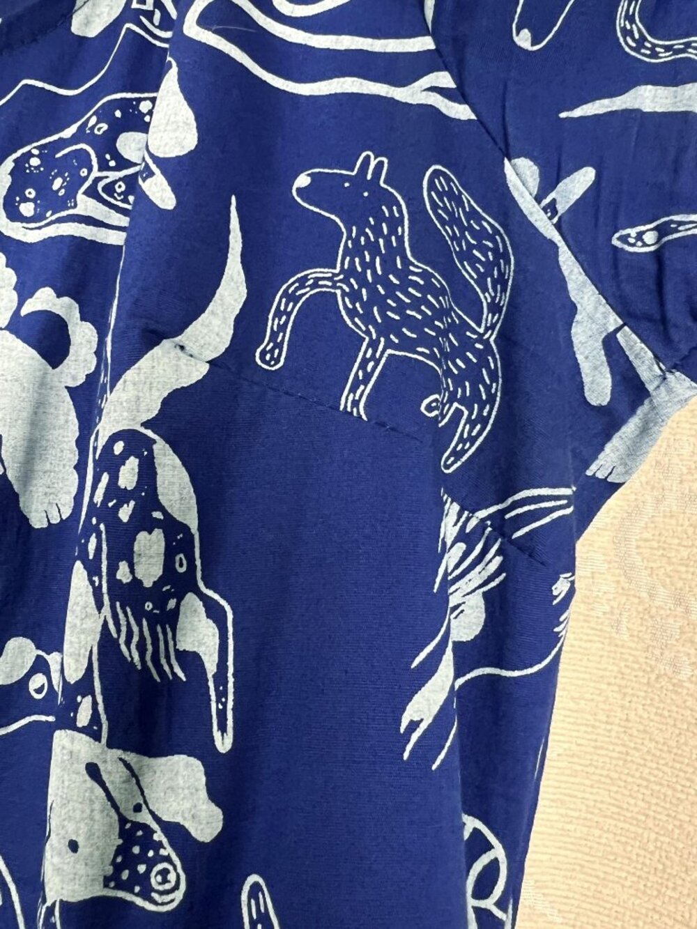 Nooworks Loretta Dress in Blue Dog Print fit & flare stretch cotton whimsy Large - Picture 4 of 11
